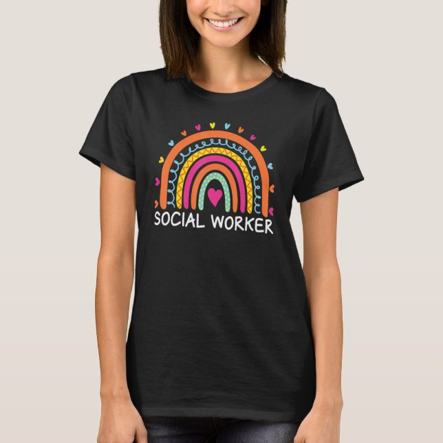 Social Worker Boho Rainbow Back To School Apprecia T Shirt (Framsida)