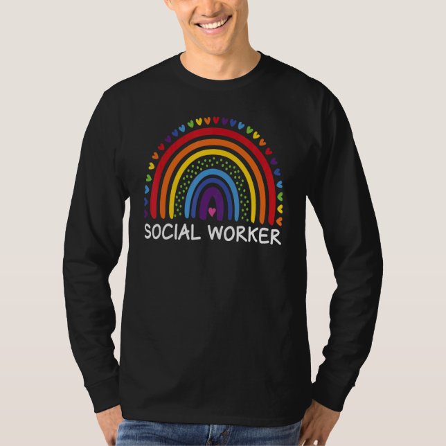 Social Worker Boho Rainbow Back To School Apprecia T Shirt (Framsida)