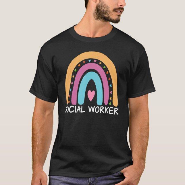 Social Worker Boho Rainbow Back To School Apprecia T Shirt (Framsida)