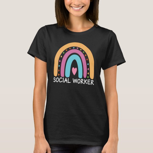 Social Worker Boho Rainbow Back To School Apprecia T Shirt (Framsida)