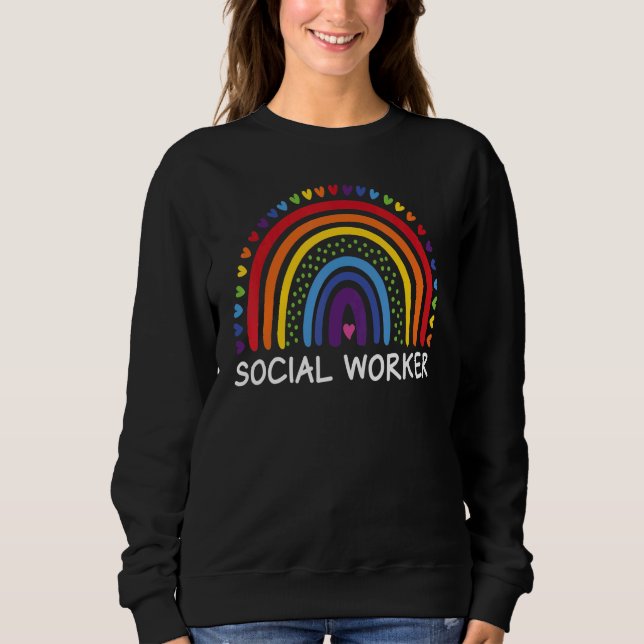 Social Worker Boho Rainbow Back To School Apprecia T Shirt (Framsida)