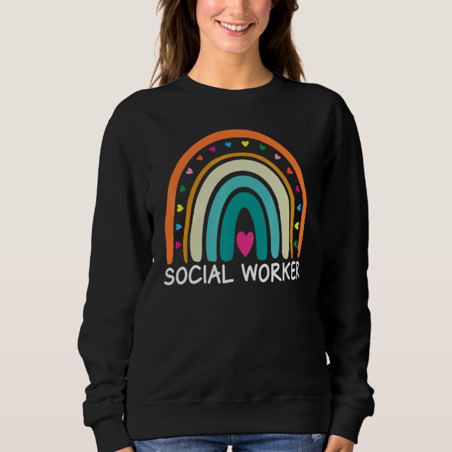 Social Worker Boho Rainbow Back To School Apprecia T Shirt (Framsida)