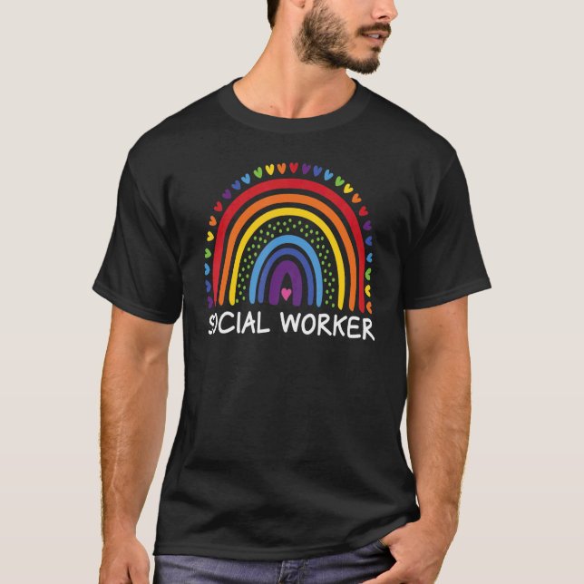 Social Worker Boho Rainbow Back To School Apprecia T Shirt (Framsida)