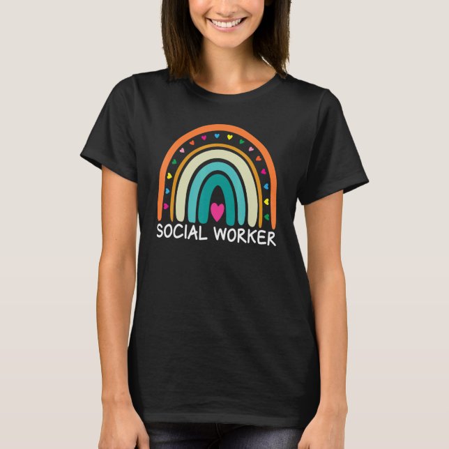 Social Worker Boho Rainbow Back To School Apprecia T Shirt (Framsida)