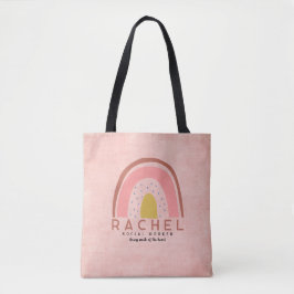 Social Worker Boho Rosa Rainbow Tote Bag Tygkasse