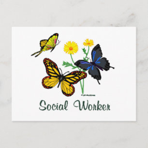 Social Worker Butterflies Vykort