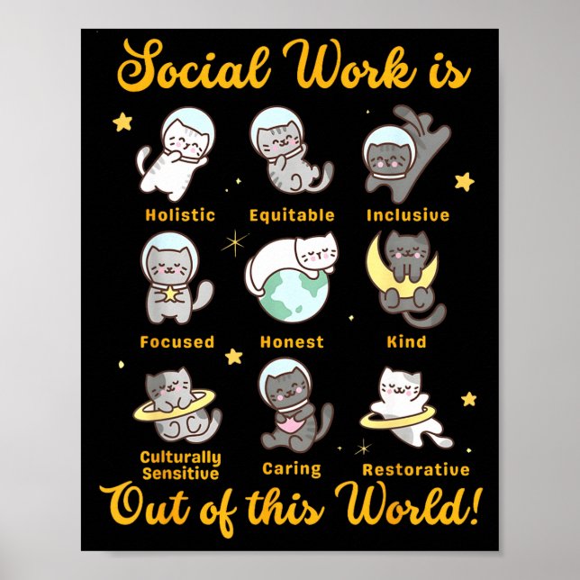 Social worker cat funny saying cats meme social poster (Framsidan)
