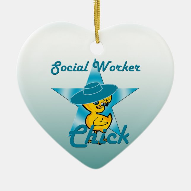 Social Worker-Chick #7 Julgransprydnad Keramik (Framsidan)