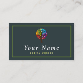 Social Worker Colorful Träd Forest Nature Modern Visitkort