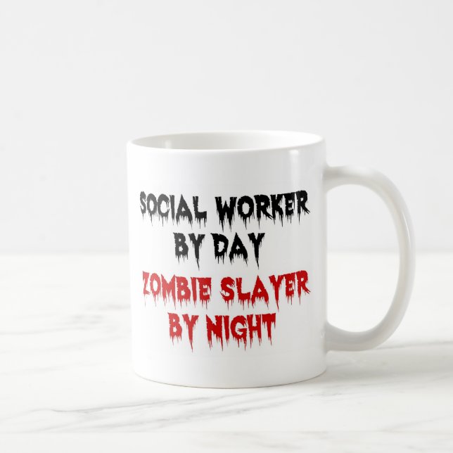 Social Worker efter Dag Zombie Sayer efter Natten Kaffemugg (Höger)