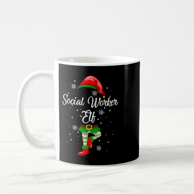 Social Worker Elf Costume Funny julgåva Tea Kaffemugg (Vänster)