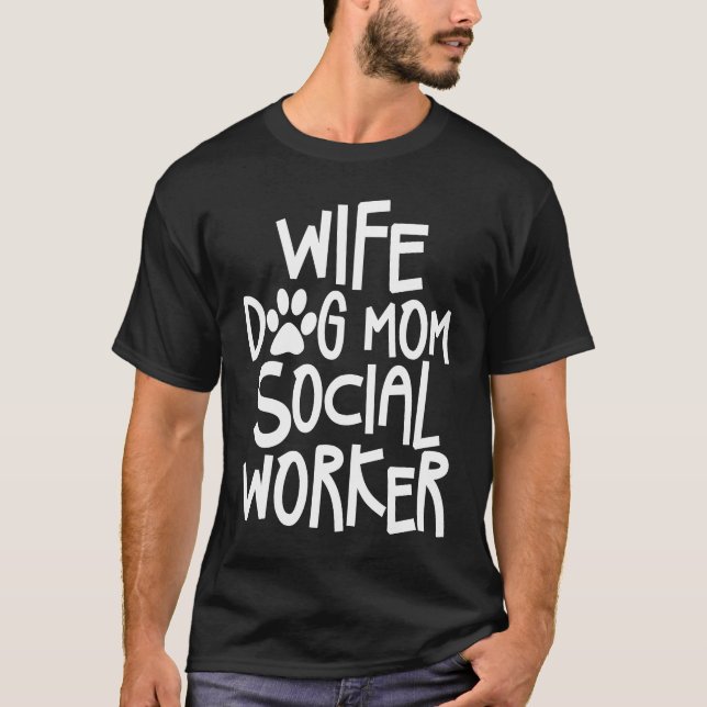 Social Worker-frun Hund Mamma T Shirt (Framsida)