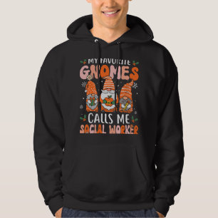 Social Worker Funny Jul Gnomes Social Work Hoodie