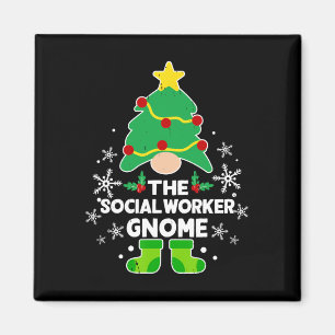 Social Worker Gnome Julafton Family Helgdag jul Magnet