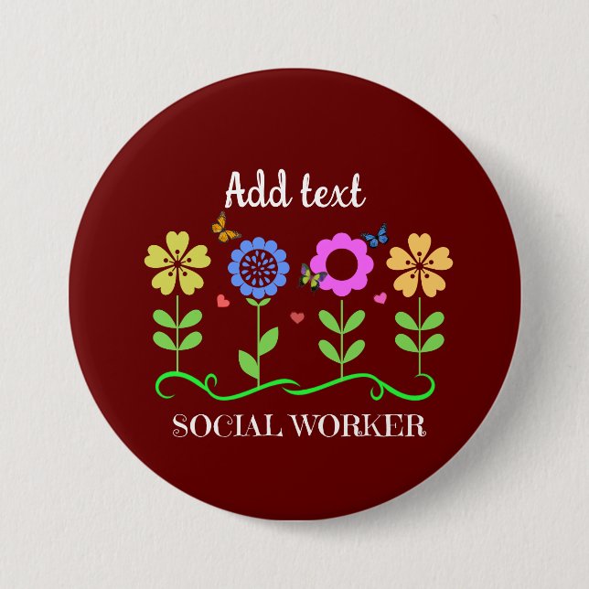 Social Worker, Grafikblommor, MALLAT, Knapp (Framsida)