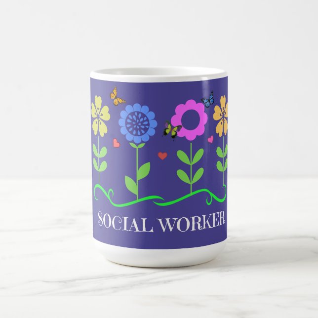 "Social Worker," Graphic Spring Flowers Kaffemugg (Center)