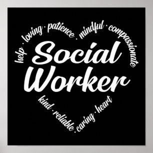 Social Worker Heart Ord Cloud Poster