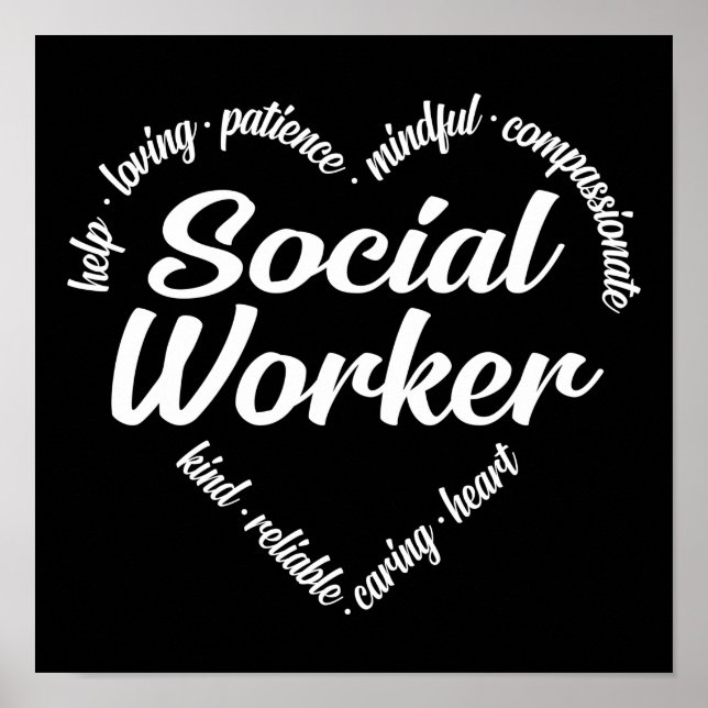 Social Worker Heart Ord Cloud Poster (Framsidan)