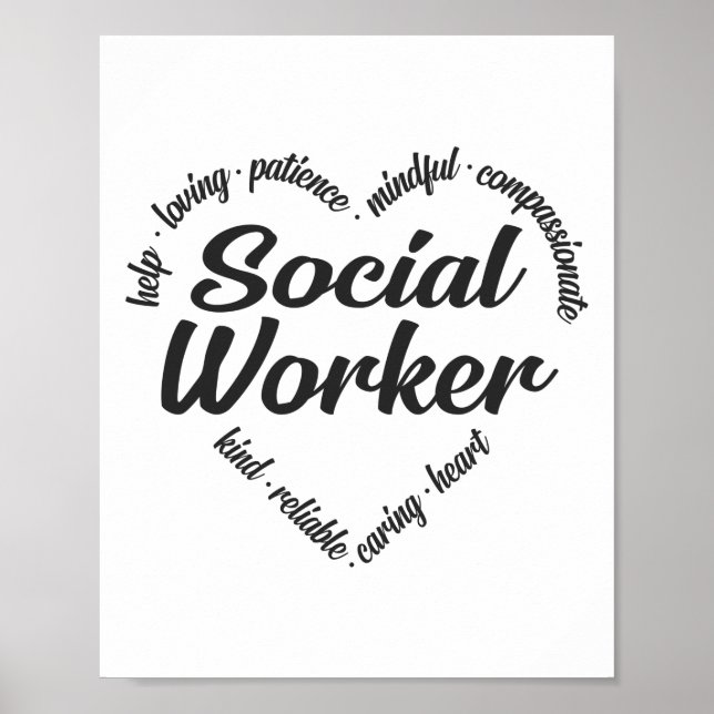 Social Worker Heart Ord Cloud Poster (Framsidan)
