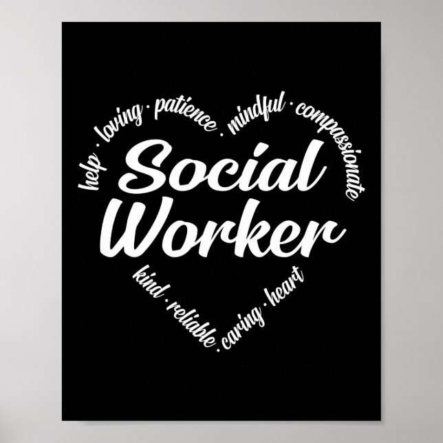Social Worker Heart Ord Cloud Poster (Framsidan)
