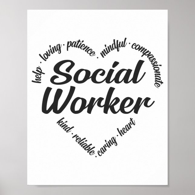 Social Worker Heart Ord Cloud Poster (Framsidan)