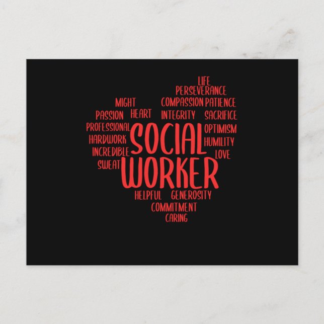 Social Worker Heart Social Care Gift Vykort (Framsida)