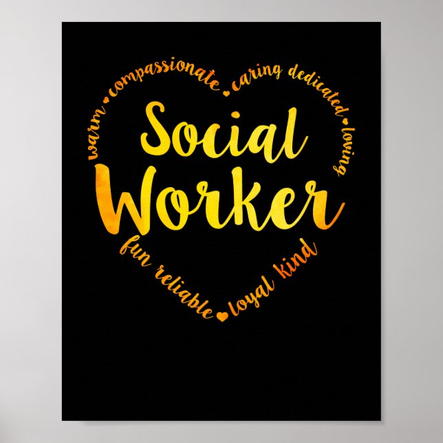 Social Worker Heart Warm Compassionate Caring Poster (Framsidan)