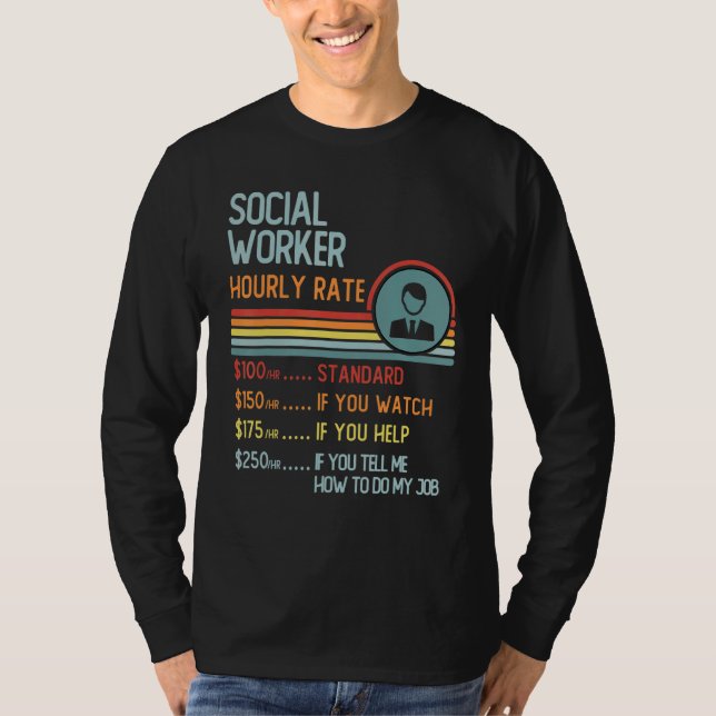 Social Worker Hourly Rate T-Shirt Retro Job Title (Framsida)
