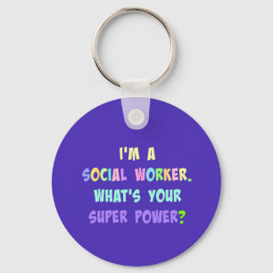 Social Worker Humor, Pastel Lettering, Blue Indigo Nyckelring