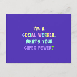 Social Worker Humor, Pastel Lettering, Blue Indigo Vykort