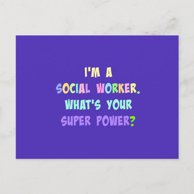 Social Worker Humor, Pastel Lettering, Blue Indigo Vykort (Framsida)