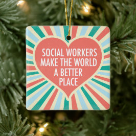 Social Worker inspiration Quote Heart - vacker Julgransprydnad Keramik
