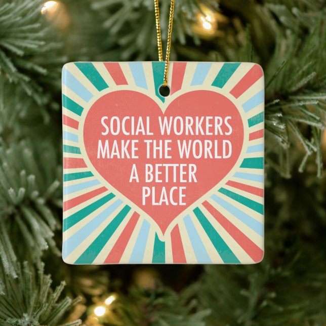 Social Worker inspiration Quote Heart - vacker Julgransprydnad Keramik (Träd)