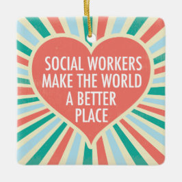 Social Worker inspiration Quote Heart - vacker Julgransprydnad Keramik