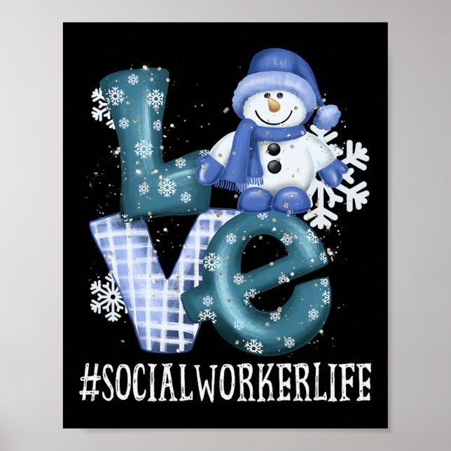 Social Worker Kärlek Snögubbe Funny Winter Season  Poster (Framsidan)