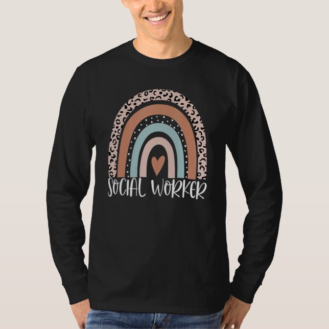 Social Worker Leopard Rainbow Social Work Apprecia T Shirt (Framsida)