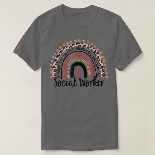 Social Worker Leopard Rainbow Social Work Christma T Shirt (Design framsida)