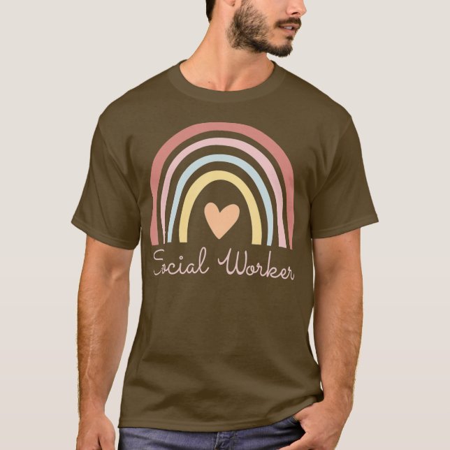 Social Worker Leopard Rainbow Social Work T Shirt (Framsida)