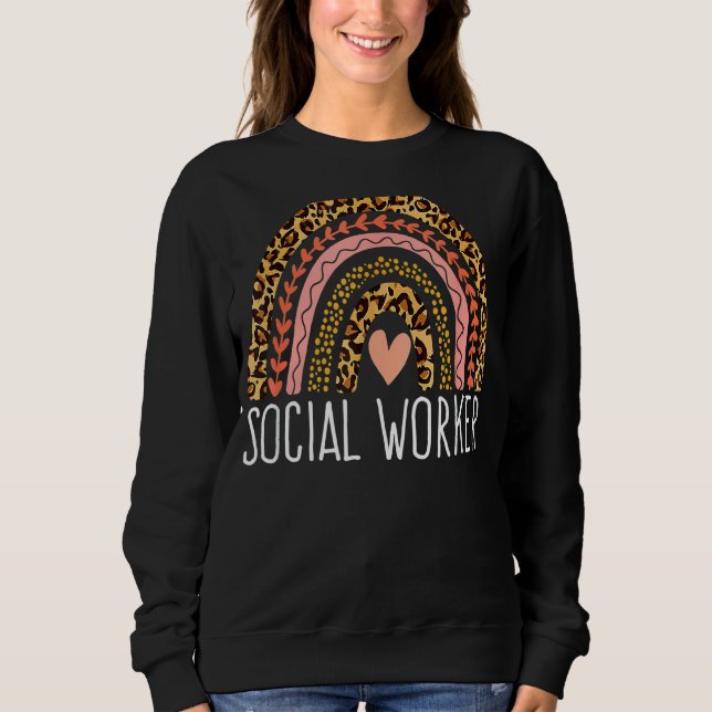 Social Worker Leopard Rainbow Social Work Women Gi T Shirt (Framsida)