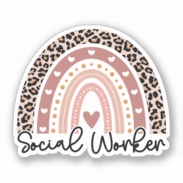Social Worker Leopard Rainbow, Social Worker Gift Klistermärken