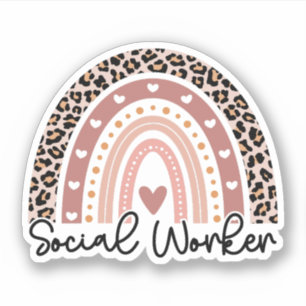 Social Worker Leopard Rainbow, Social Worker Gift Klistermärken