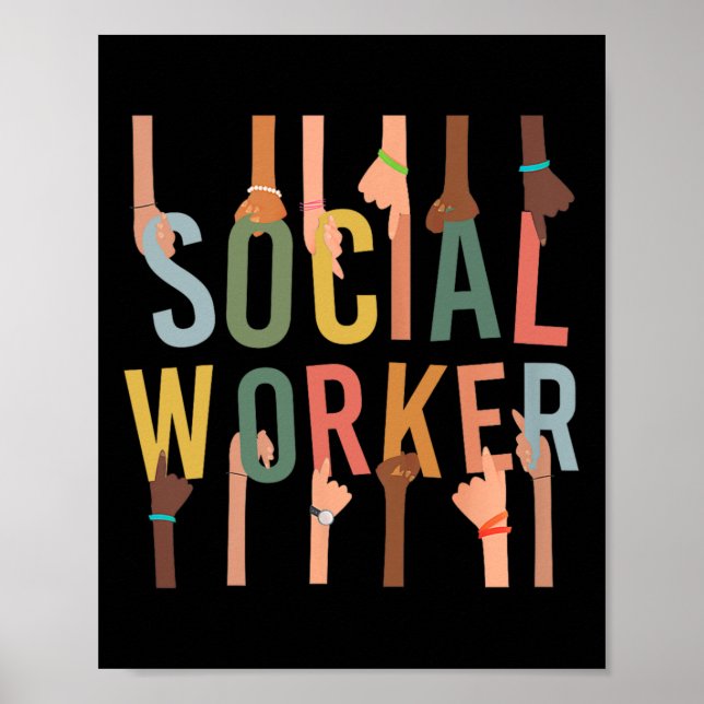 Social Worker Life Funny Social Work Monoth Black  Poster (Framsidan)