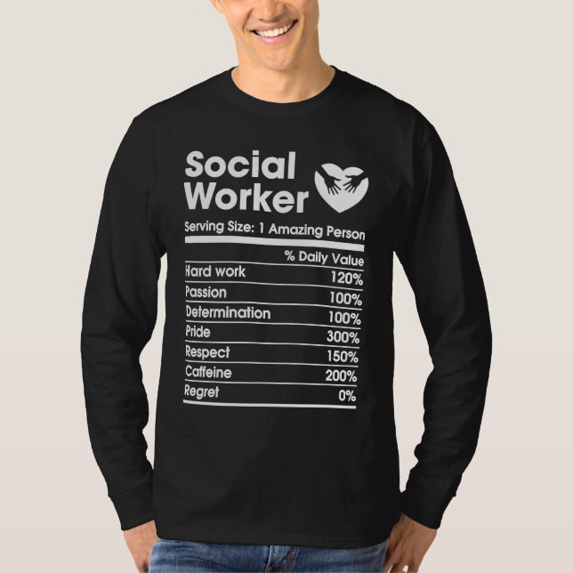 social worker nutrition facts social work mental h t shirt (Framsida)