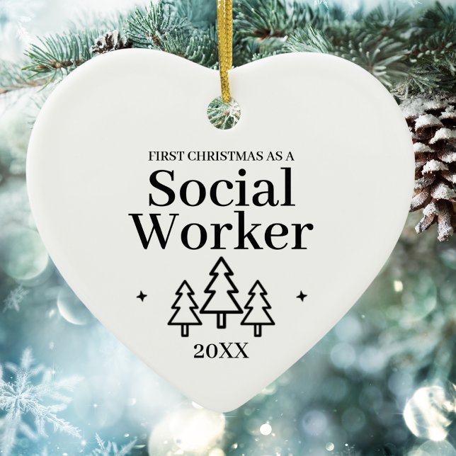 Social Worker - ny jul för jobb Julgransprydnad Keramik (Social Worker New Job Christmas Ceramic Ornament
)