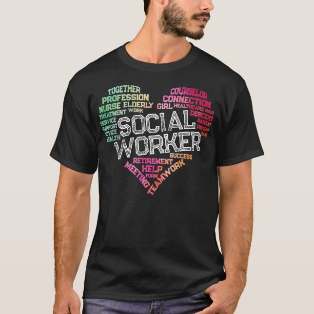 Social Worker Ord Cloud Heart Social Work Gift T Shirt (Framsida)