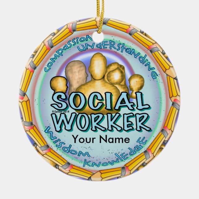 Social Worker-ornament Julgransprydnad Keramik (Framsidan)