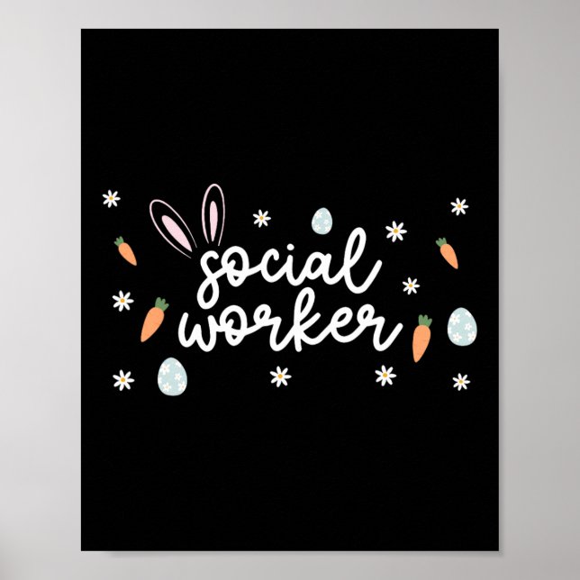 Social Worker Påsk School Social Work Bunny Eggs Poster (Framsidan)