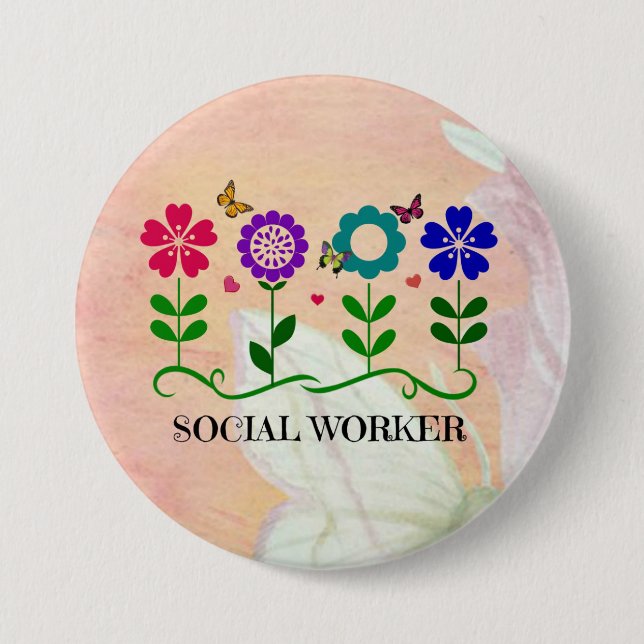Social Worker, Pastel Springtime Design Knapp (Framsida)