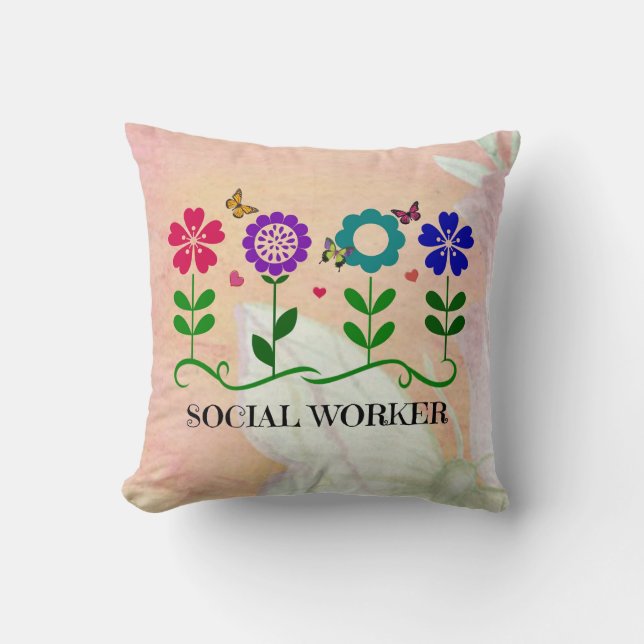 Social Worker, Pastel Springtime Design Kudde (Framsida)