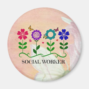Social Worker, Pastel Springtime Design Magnet